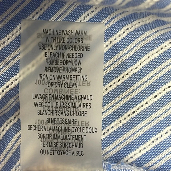 Ivanka Trump Blue and White Striped Short Flutter Sleeve Blouse Lace S - Picture 12 of 15